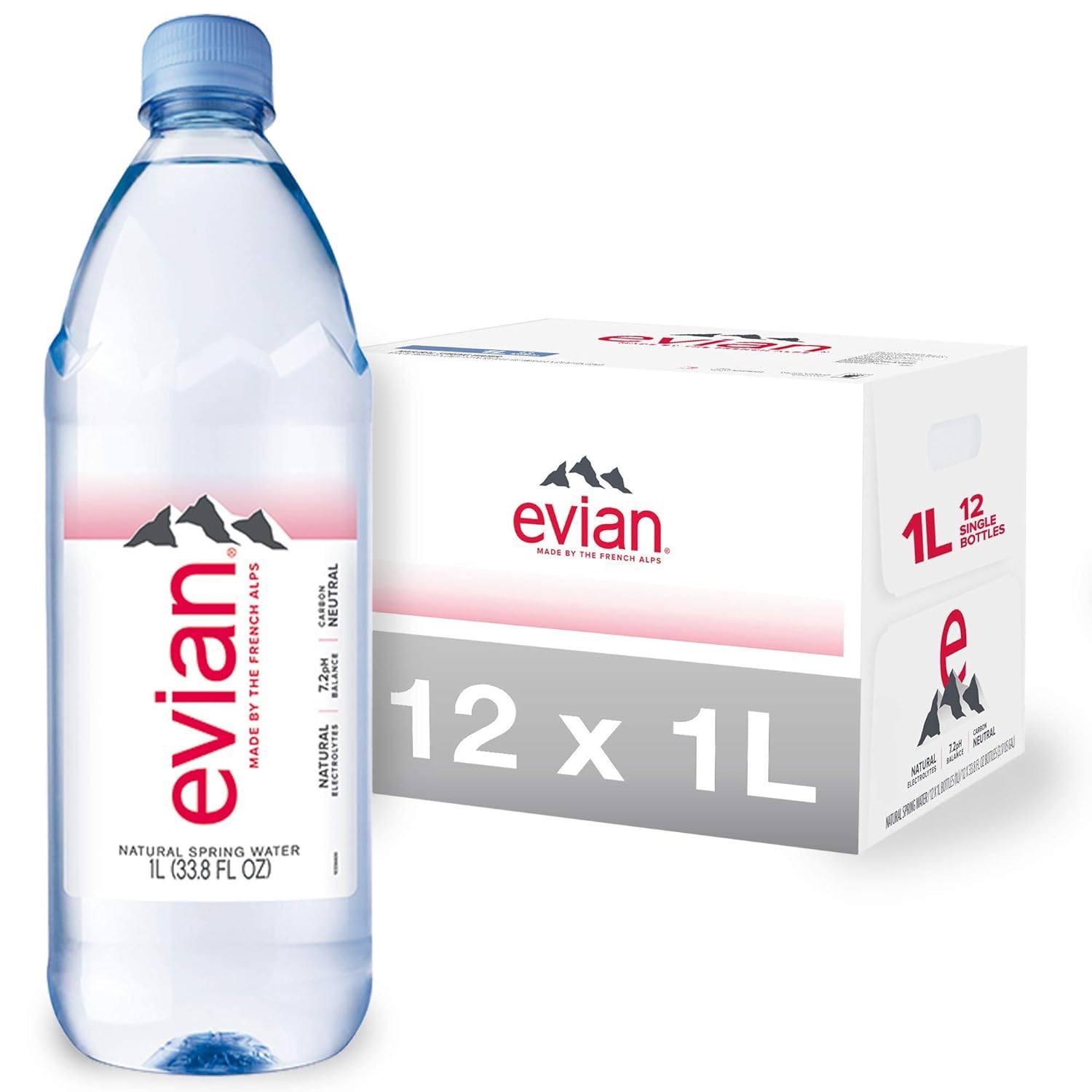 Evian Natural Spring Water 12 units x 1L