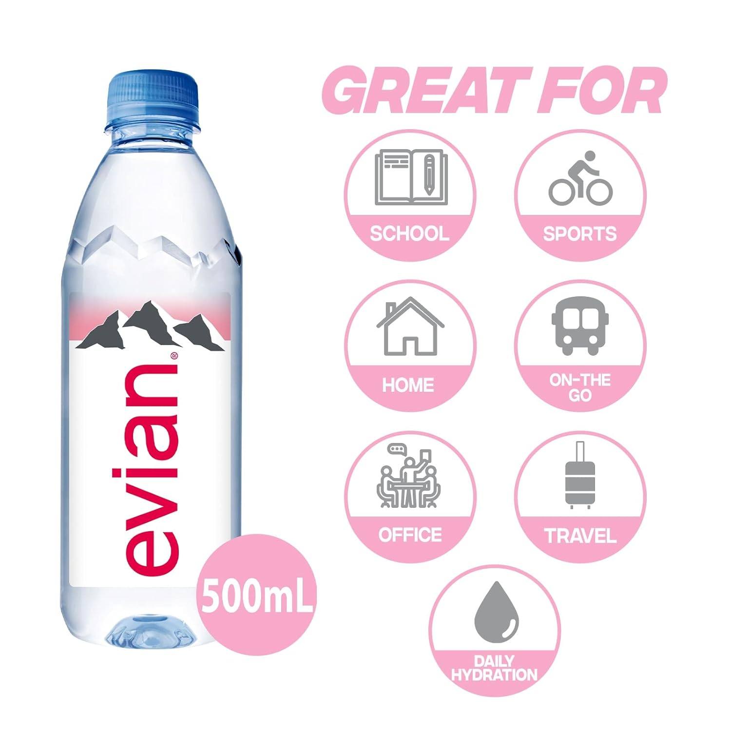 Evian Natural Spring Water 24 units x 500ml