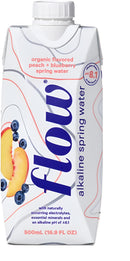 Flow Alkaline Spring Water (flavoured) - Peach Blueberry 12 Pack x 500ml 2025 - Water