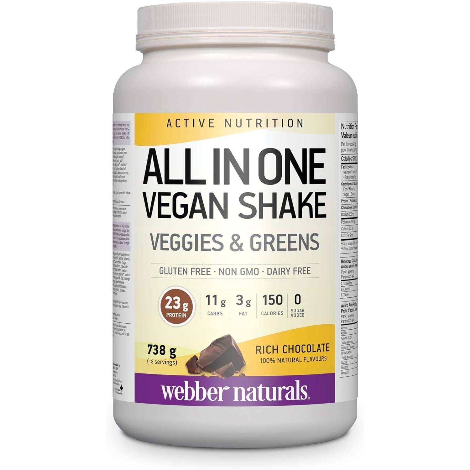 Webber Naturals All In One Vegan Shake Rich Chocolate 738 g