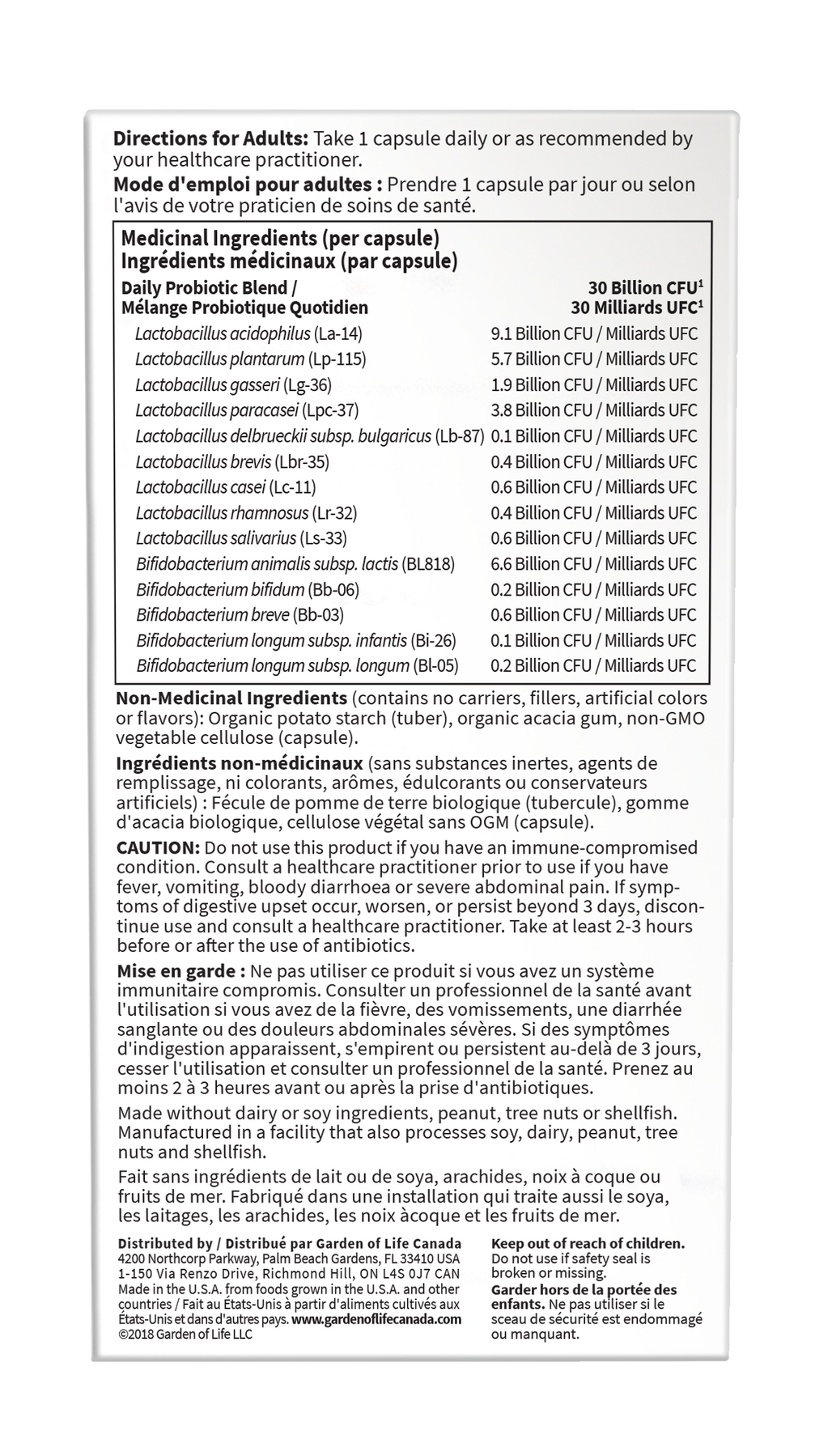 Garden Of Life Dr. Formulated Probiotics Once Daily 30B - 30 Capsules - Probiotics