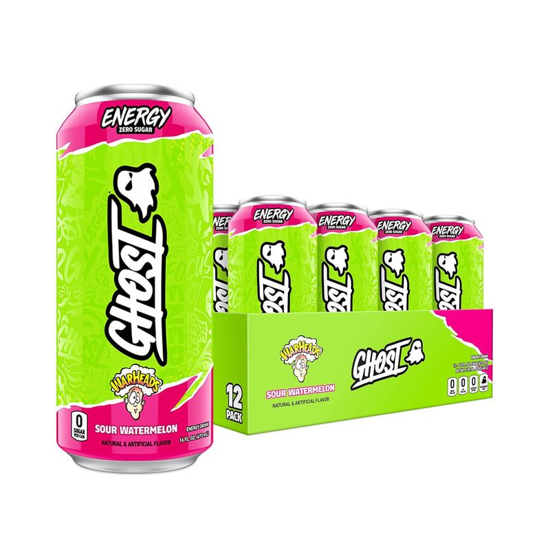 Ghost Free Energy Drink Warheads Sour Green Watermelon / 12X473ml