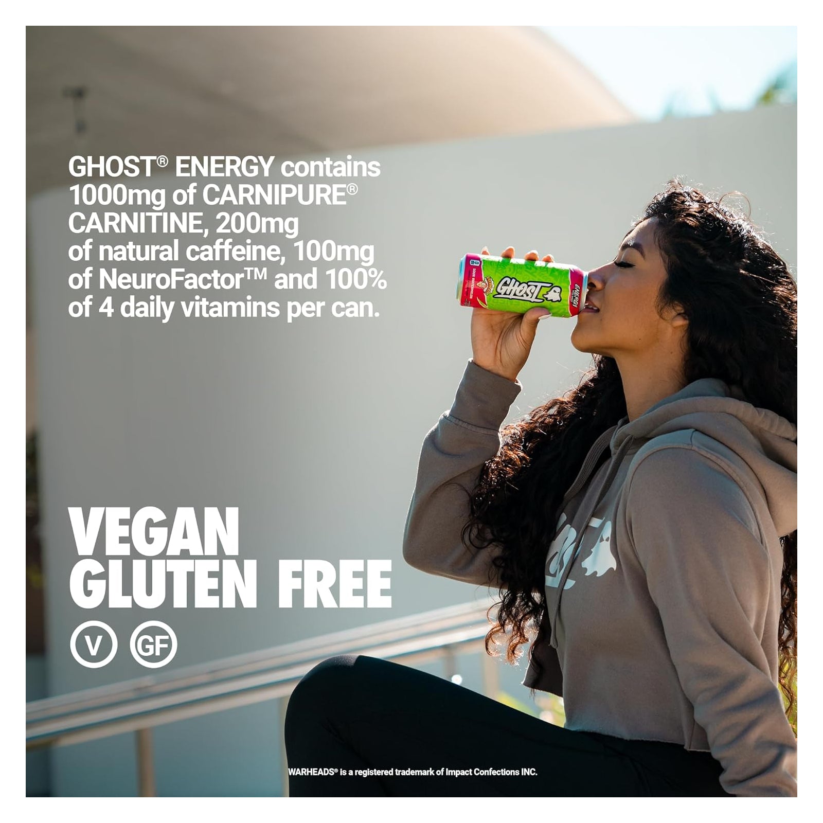 Ghost Free Energy Drink Warheads Sour Green Watermelon / 12X473ml