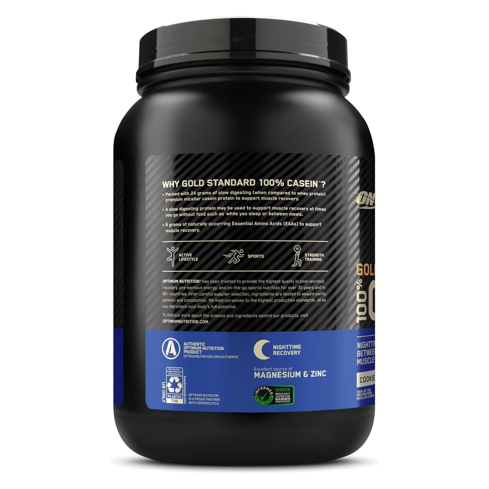 Optimum Nutrition Gold Standard 100% Casein Cookies N Cream / 2lbs / -