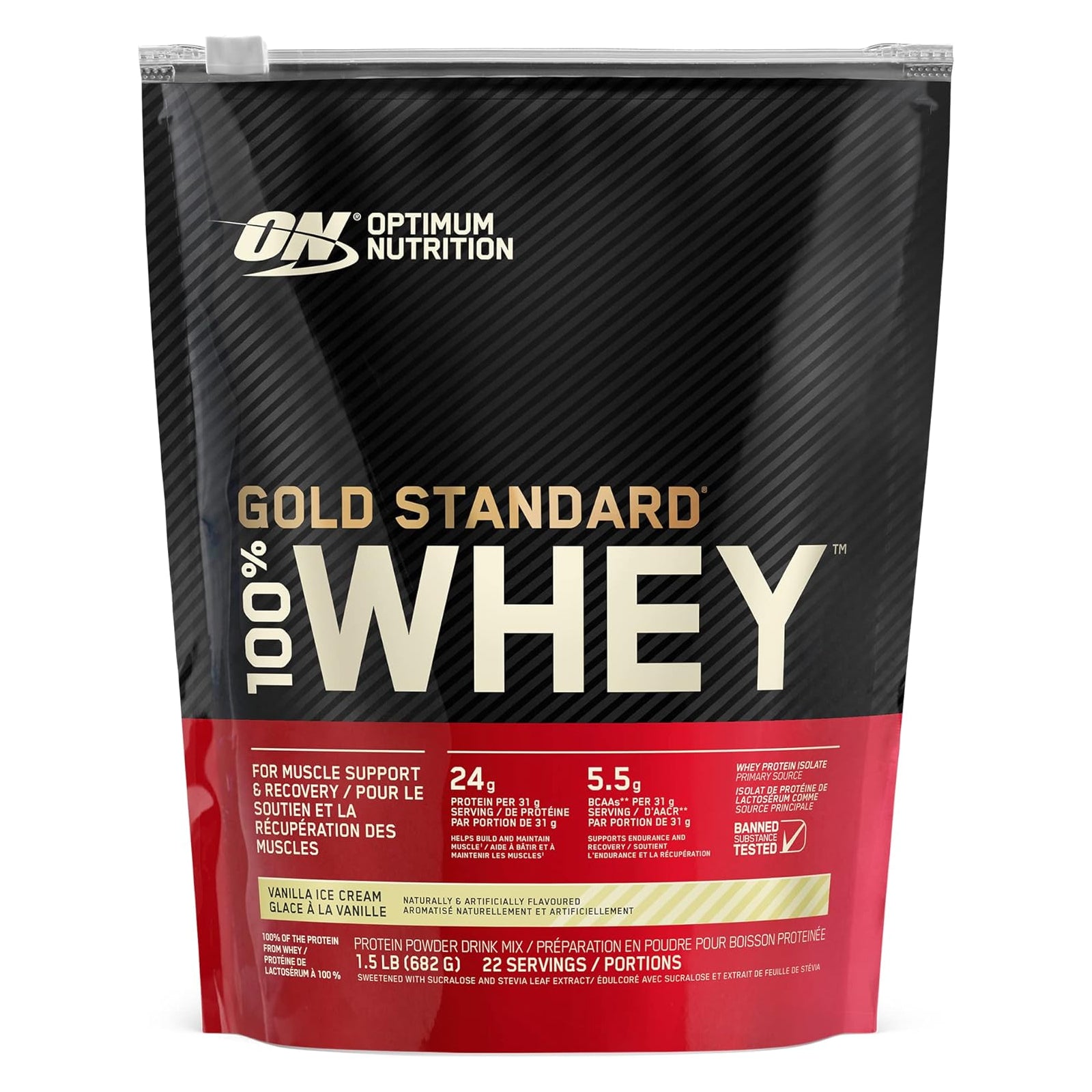 Optimum Nutrition Gold Standard 100% Whey Protein Vanilla Ice Cream / 1.5lb