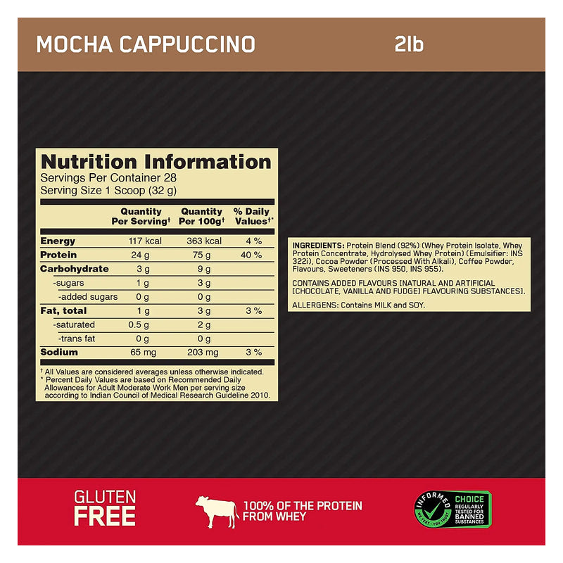 Optimum Nutrition Gold Standard 100% Whey Protein Mocha Cappuccino / 2lbs