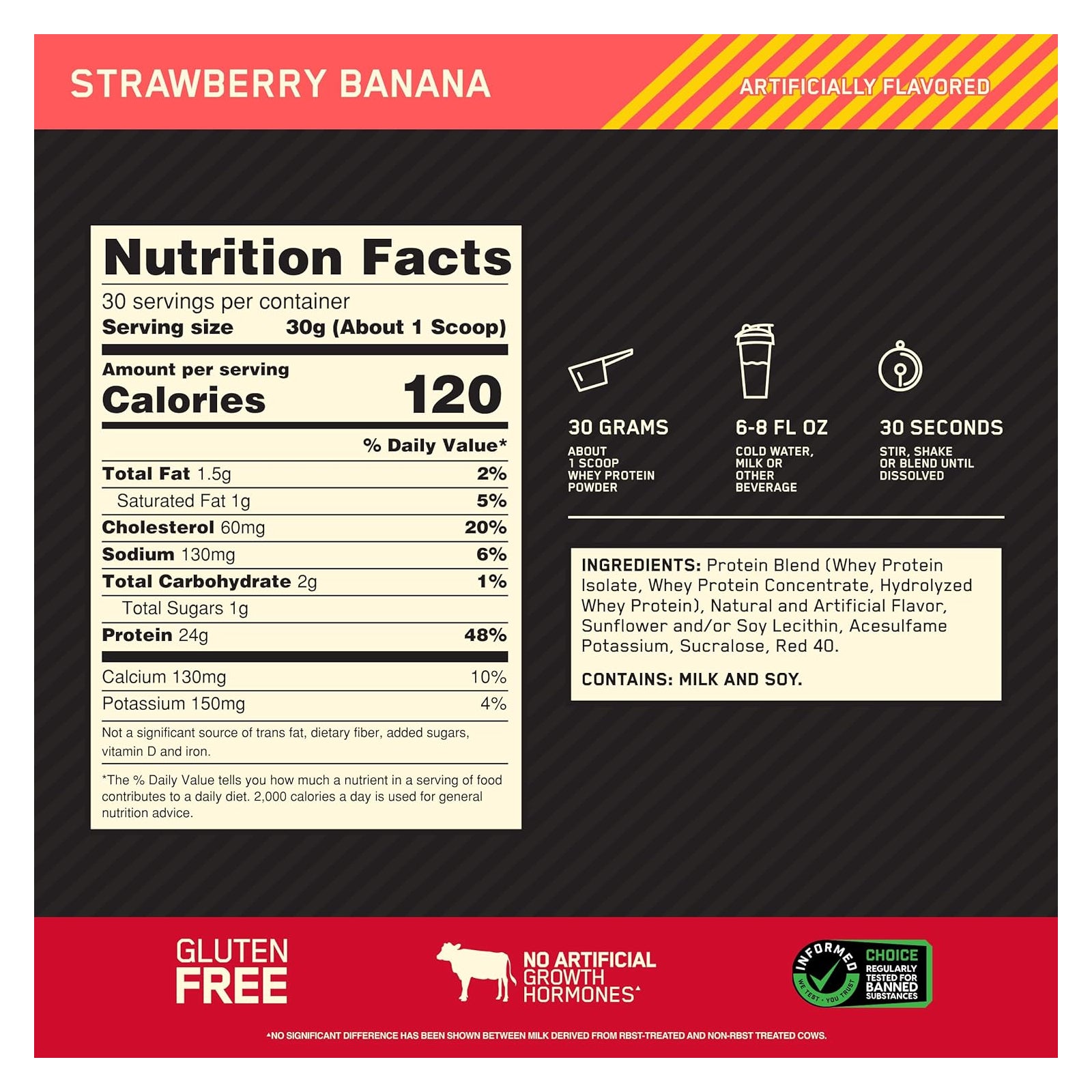 Optimum Nutrition Gold Standard 100% Whey Protein Strawberry Banana / 2lbs