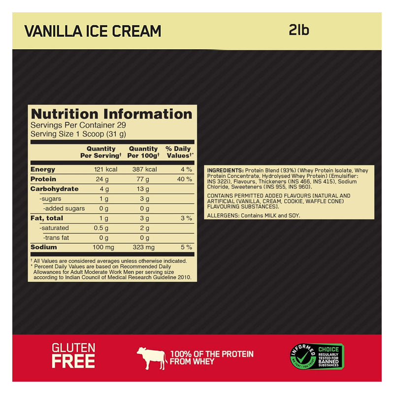 Optimum Nutrition Gold Standard 100% Whey Protein Vanilla Ice Cream / 2lbs