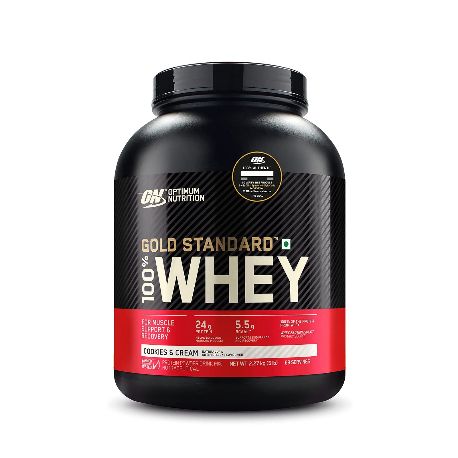 Optimum Nutrition Gold Standard 100% Whey Protein Cookies N Cream / 5lbs