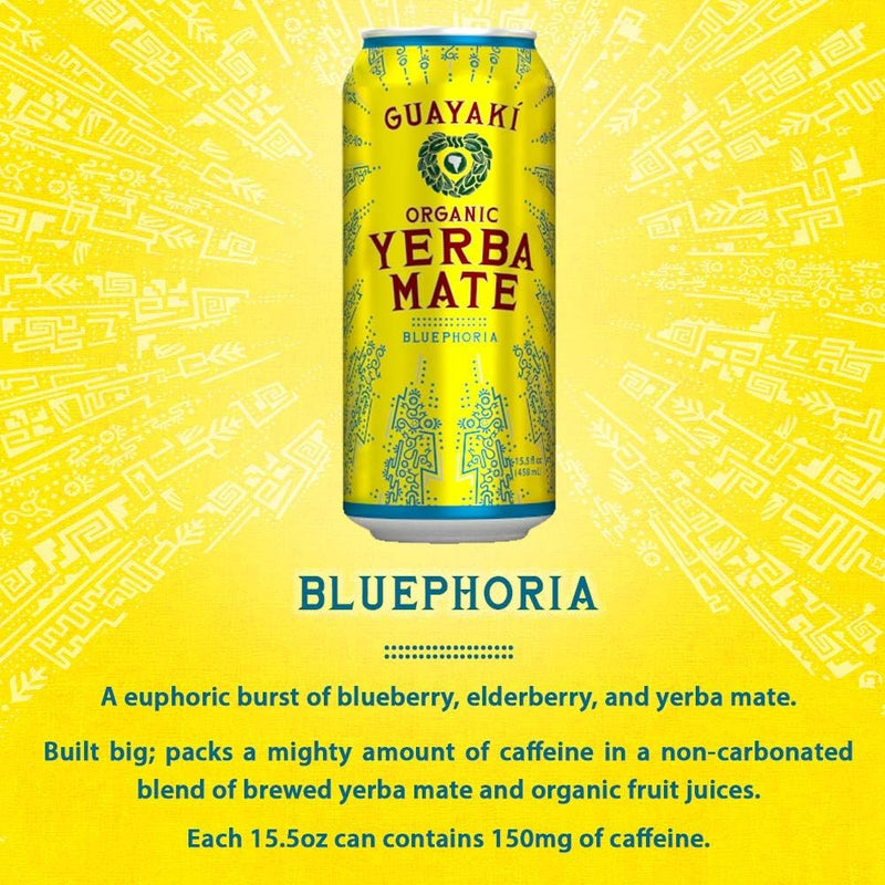 Guayaki Organic Yerba Mate Can - Bluephoria 12-pack - Energy Drinks