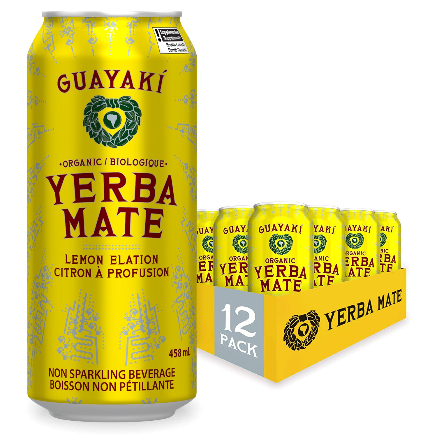 Guayaki Organic Yerba Mate Can - Lemon Elation 12-pack - Energy Drinks