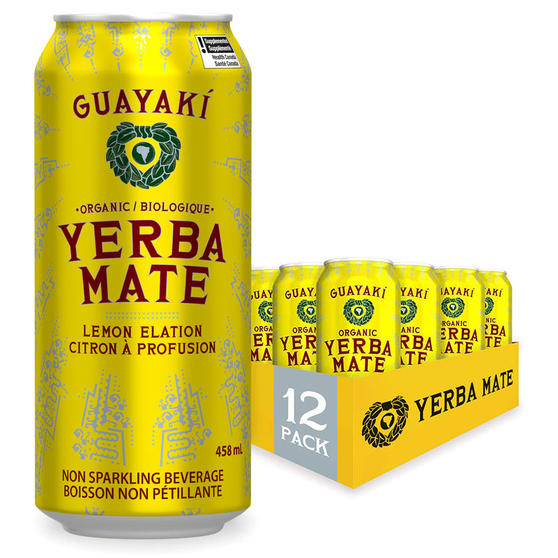 Guayaki Organic Yerba Mate Can - Lemon Elation 12-pack - Energy Drinks