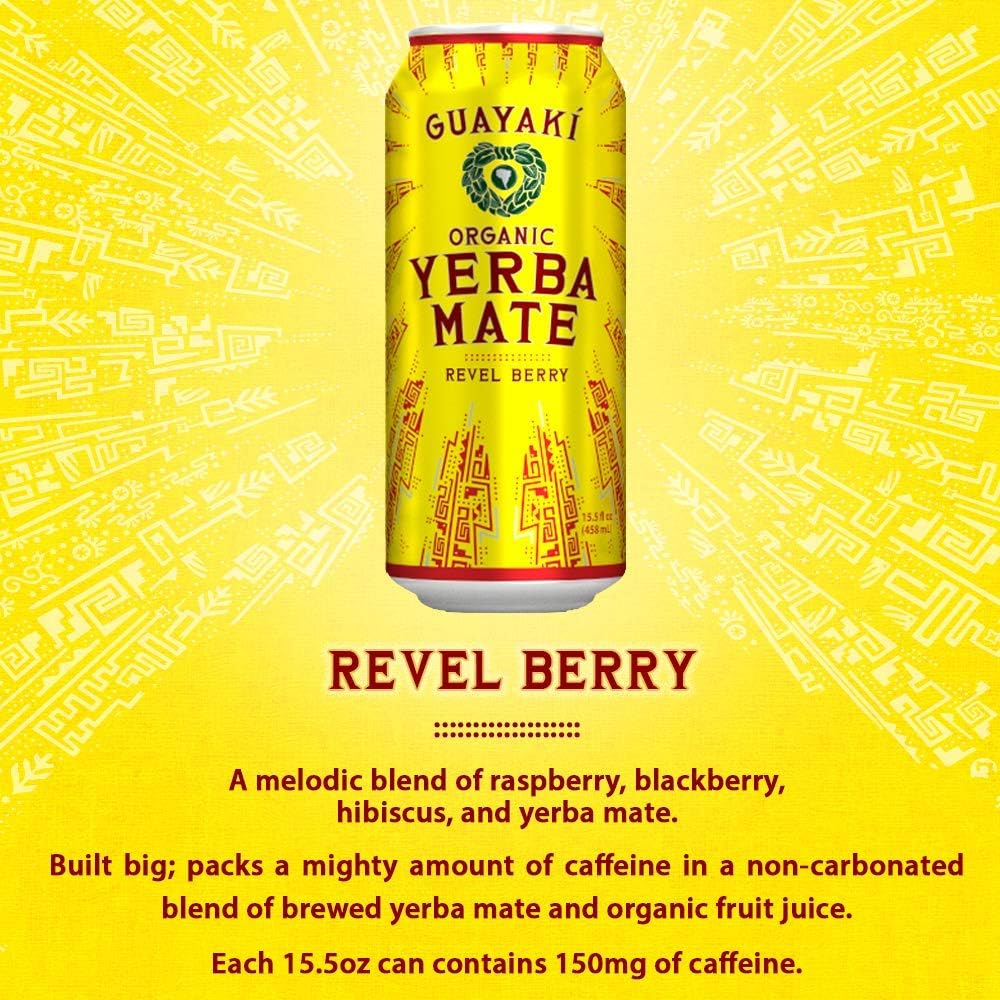 Guayaki Organic Yerba Mate Can - Revel Berry 12-pack - Energy Drinks