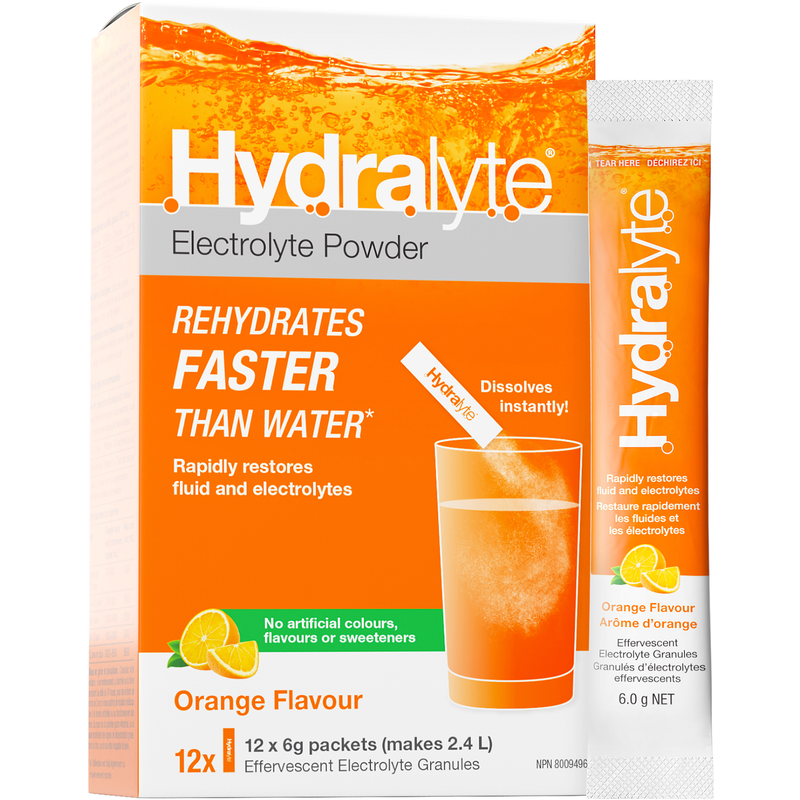 Hydralyte Effervescent Electrolyte Granule - Orange 12 sticks - Electrolytes