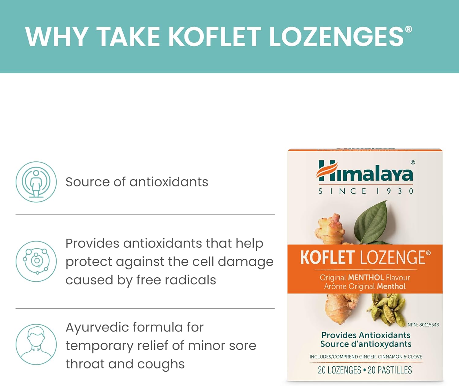 Himalaya Koflet Lozenge 20 pastilles menthol 