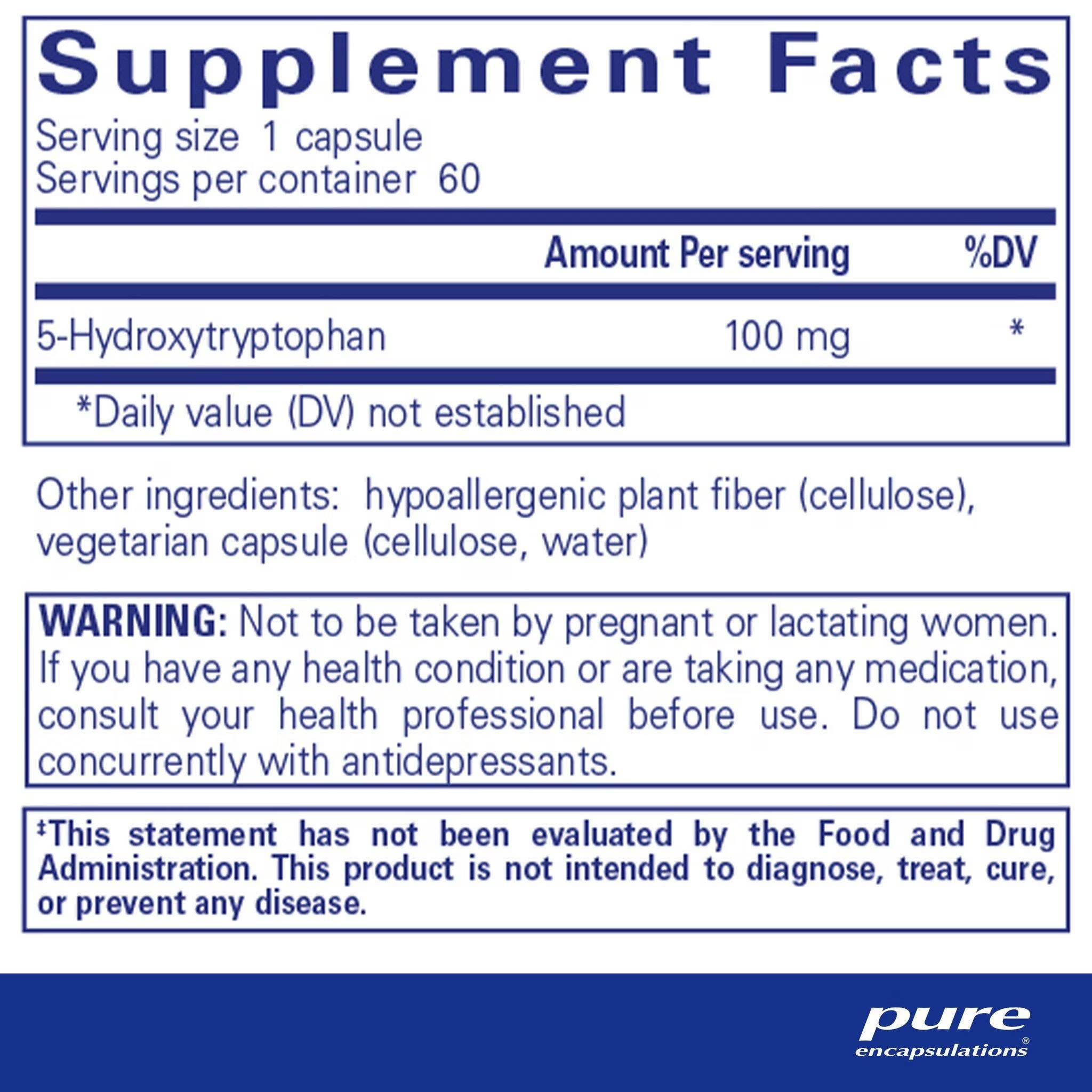 Pure Encapsulations 5-HTP 100 mg (5-Hydroxytryptophan)  60 capsules