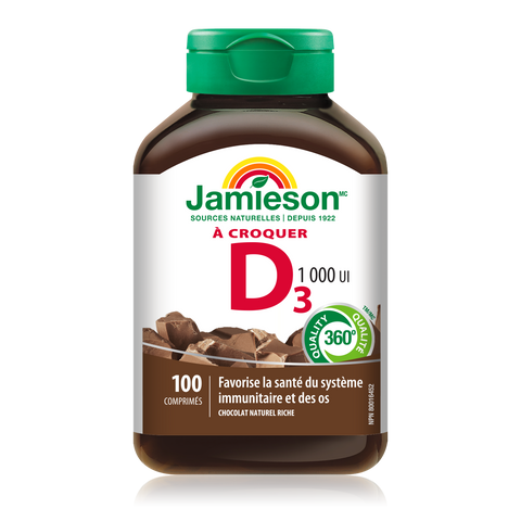 Jamieson Vitamin D3 Chewable 100 Tablets / Chocolate