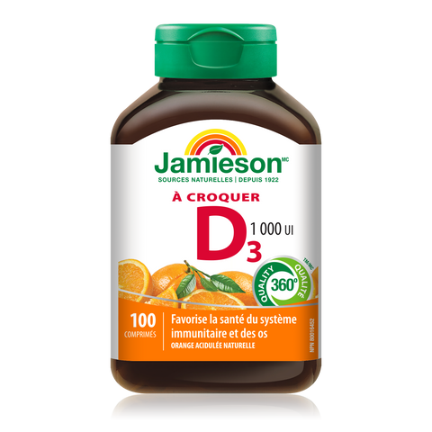 Jamieson Vitamin D3 Chewable 100 Tablets / Orange