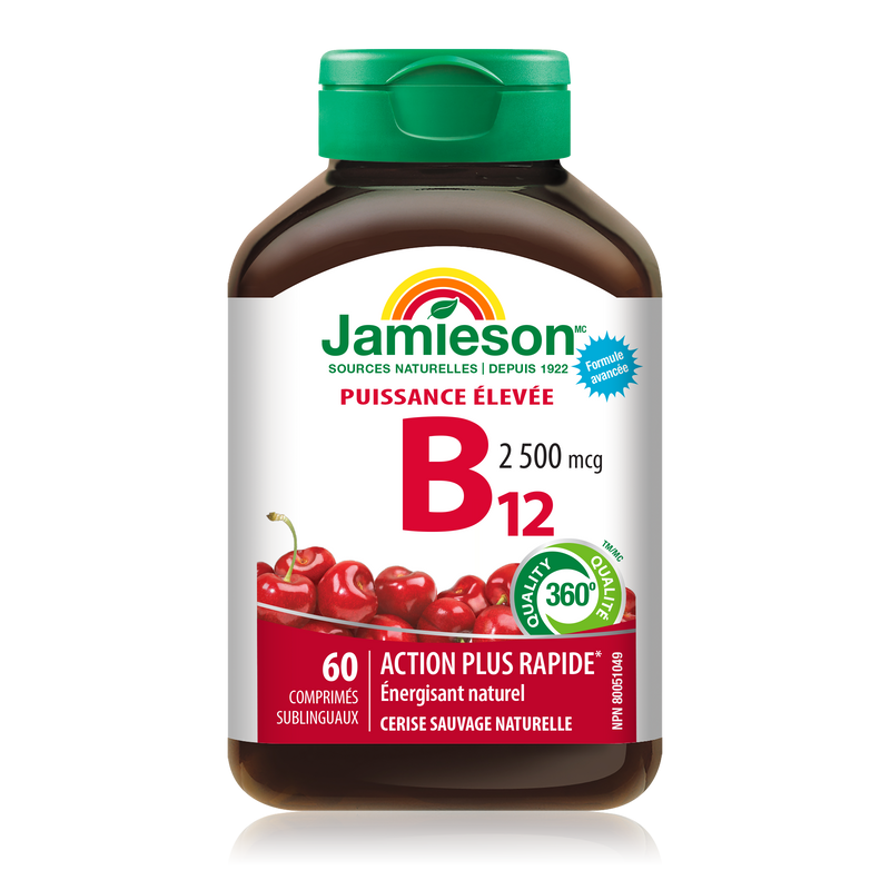 Jamieson Vitamin B12 Fast-Dissolving - 2500mcg 60 Tablets Cherry - Vitamin B