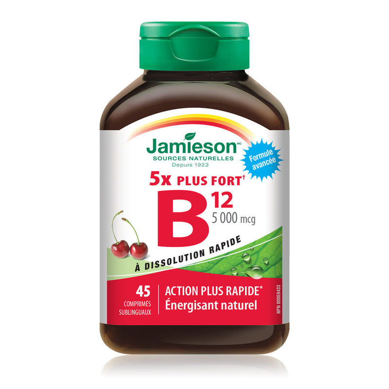 Jamieson Vitamin B12 Fast-Dissolving - 5000mcg 45 Tablets Cherry - Vitamin B