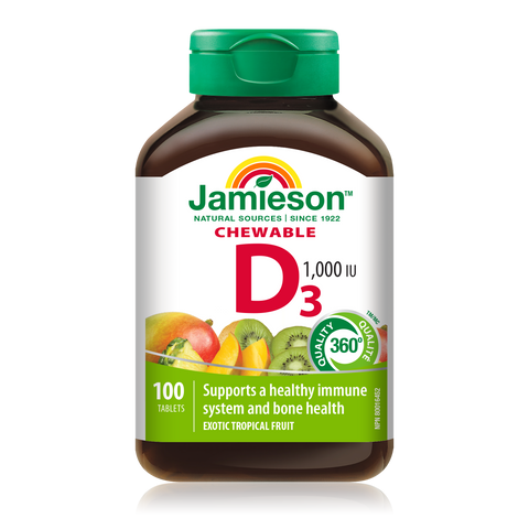 Jamieson Vitamin D3 Chewable 100 Tablets / TROPICAL