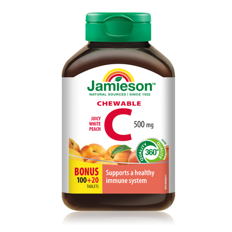 Jamieson Vitamin C Chew 120 tablets juicy_white_peach