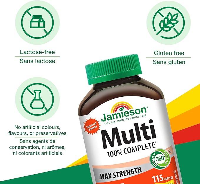 Jamieson 100% Complete Multi Max Strength - 115 Caplets - Multivitamins