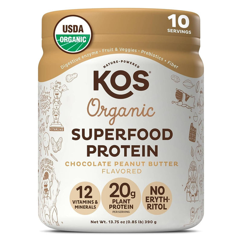 Kos Organic Vegan Plant-Based Powder Chocolate Peanut Butter / 13.75 Oz