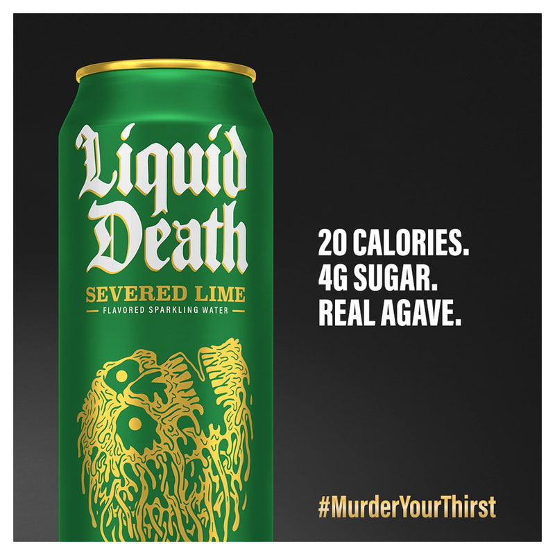 Liquid Death Flavoured Sparkling Water - Severed Lime Pack of 24 - Water