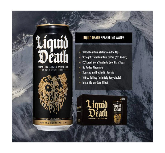 Liquid Death Flavoured Sparkling Water - Mountain Water Pack of 24 - Water