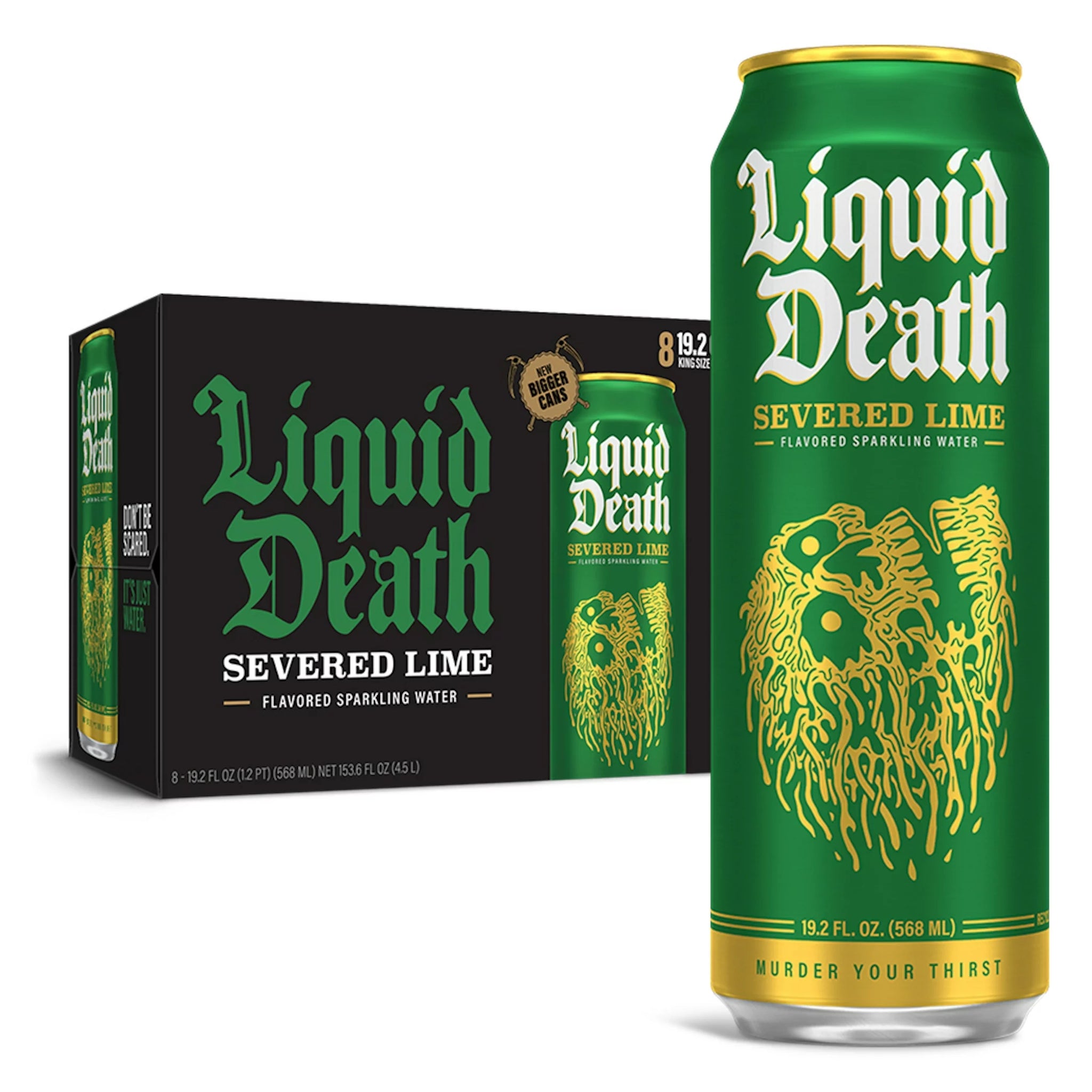 Liquid Death Flavoured Sparkling Water - Severed Lime Pack of 8 - Water