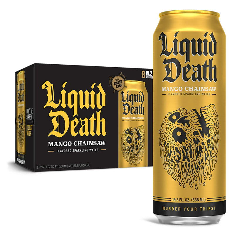 Liquid Death Flavoured Sparkling Water - Mango Chainsaw Pack of 8 - Water