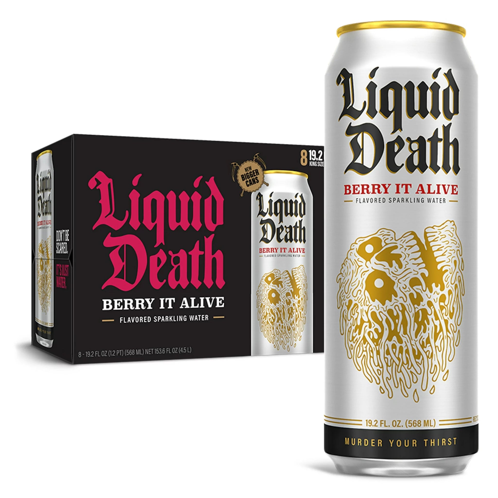 Liquid Death Flavoured Sparkling Water - Berry It Alive Pack of 8 - Water