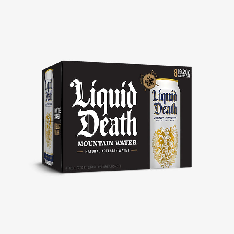 Liquid Death Mountain Water, 8 King Size Cans of 19.2 Fl. Oz. / 568ml