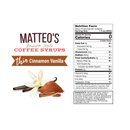 Matteo's Coffee Syrup Sugar Free - Cinnamon Vanilla 750ml - - Syrup