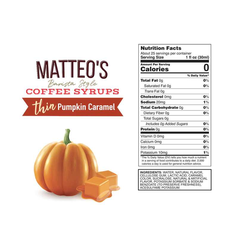 Matteo's Coffee Syrup Sugar Free Pumpkin Caramel / 750ml