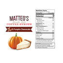 Matteo's Coffee Syrup Sugar Free - Pumpkin Cheesecake 750ml - - Syrup