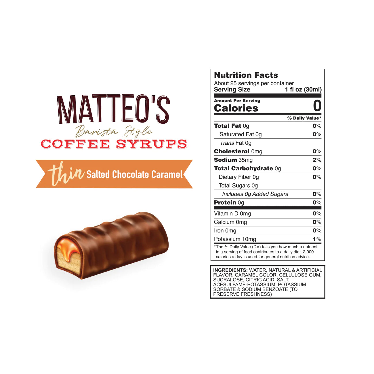 Matteo's Coffee Syrup Sugar Free Salted Chocolate Caramel / 750ml