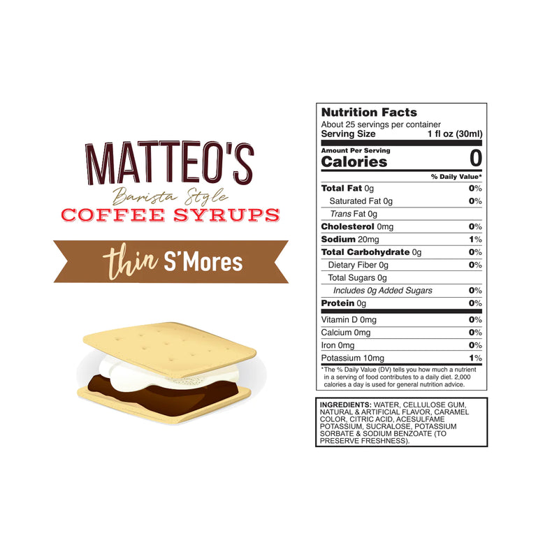 Matteo's Coffee Syrup Sugar Free S'Mores / 750ml