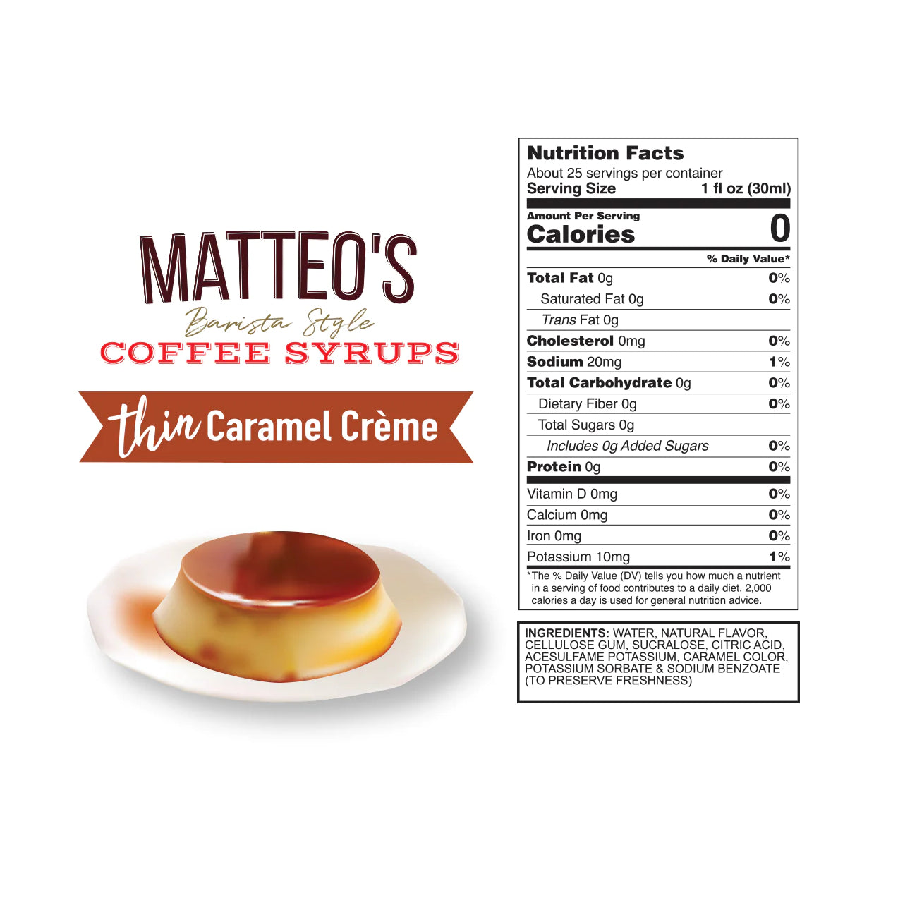 Matteo's Coffee Syrup Sugar Free Caramel Creme / 750ml