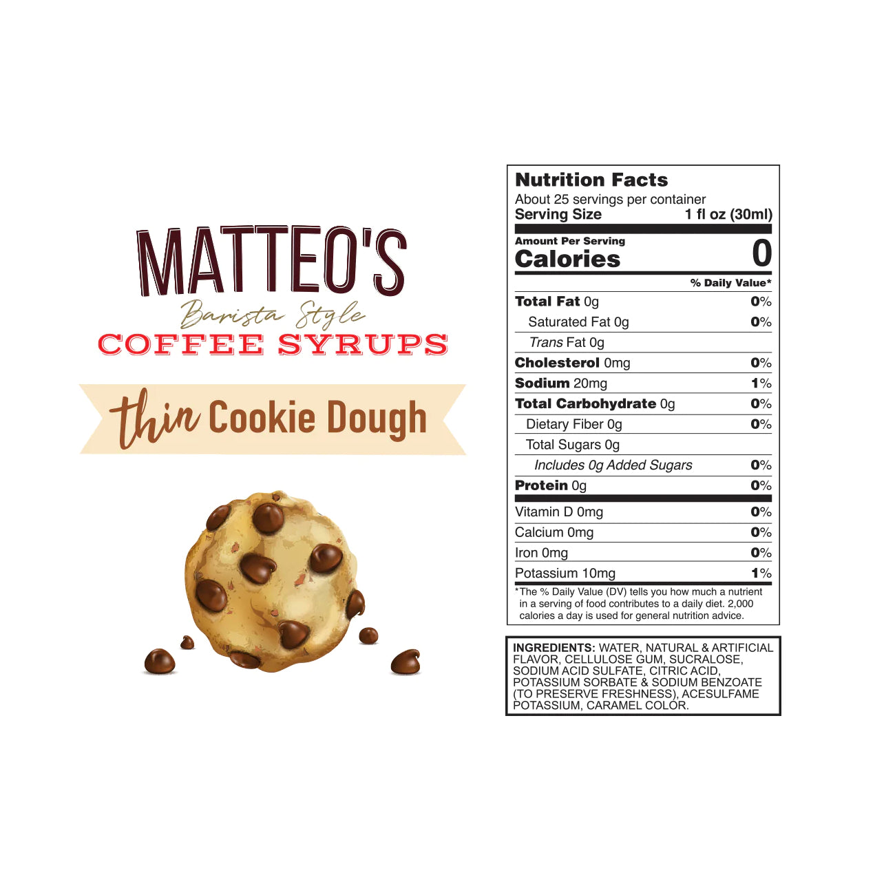 Matteo's Coffee Syrup Sugar Free Cookie Dough / 750ml