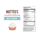 Matteo's Coffee Syrup Sugar Free - Cupcake 750ml - - Syrup