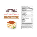 Matteo's Coffee Syrup Sugar Free - Tiramisu 750ml - - Syrup