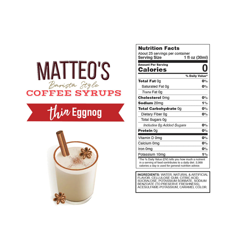 Matteo's Coffee Syrup Sugar Free Eggnog / 750ml