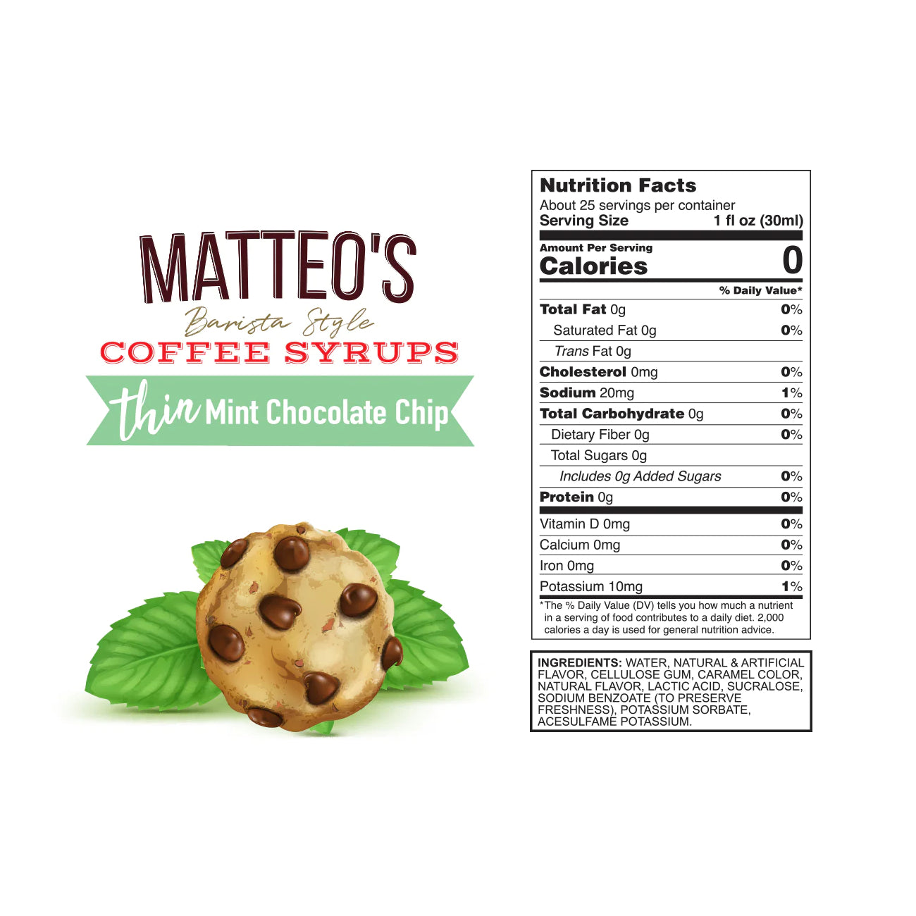 Matteo's Coffee Syrup Sugar Free Mint Chocolate Chip / 750ml