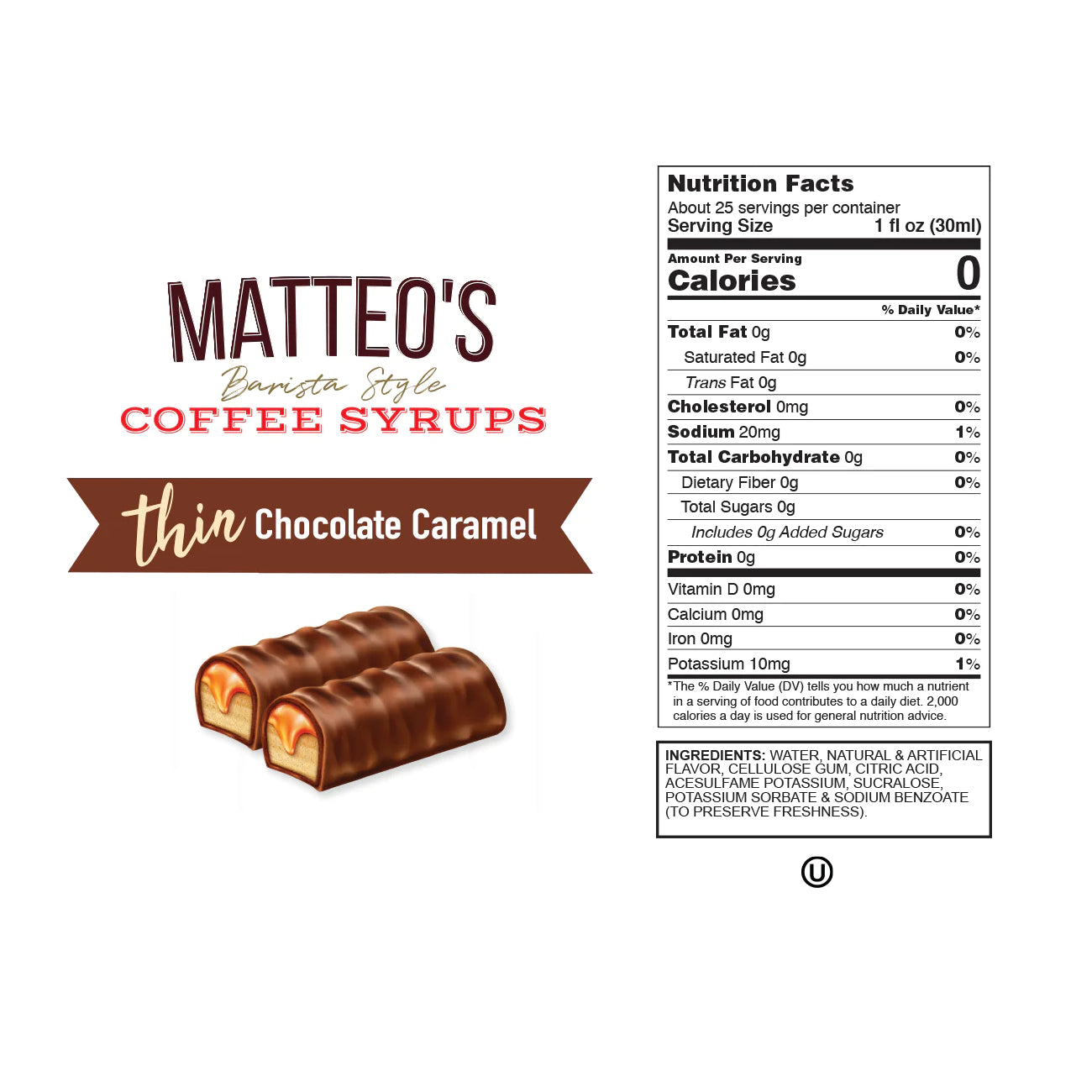 Matteo's Coffee Syrup Sugar Free Chocolate Caramel / 750ml