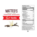 Matteo's Coffee Syrup Sugar Free - Vanilla 750ml - Syrup