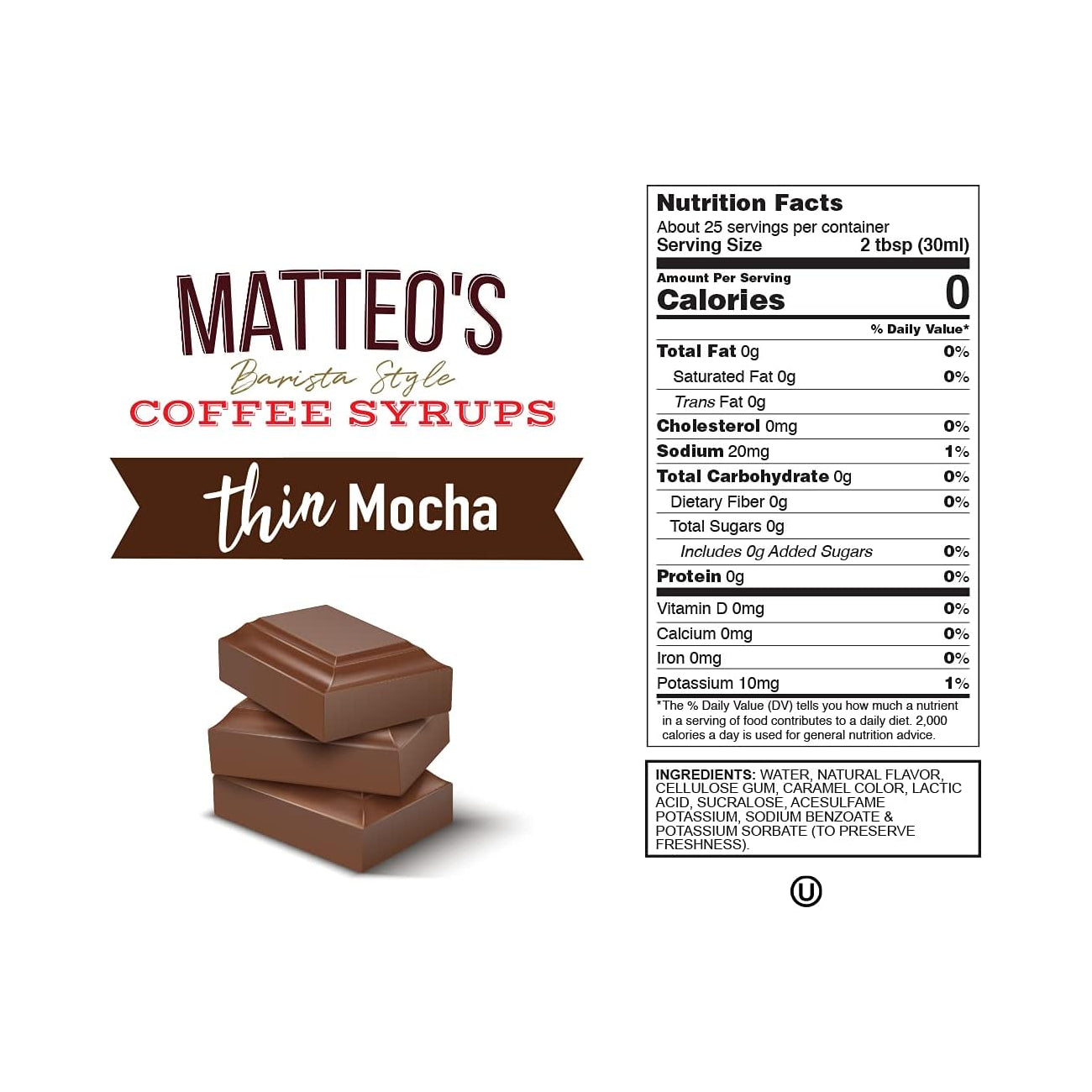 Matteo's Coffee Syrup Sugar Free Mocha / 750ml