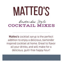 Matteo's Cocktail Syrup Sugar Free - Simple Syrup 750ml - Syrup