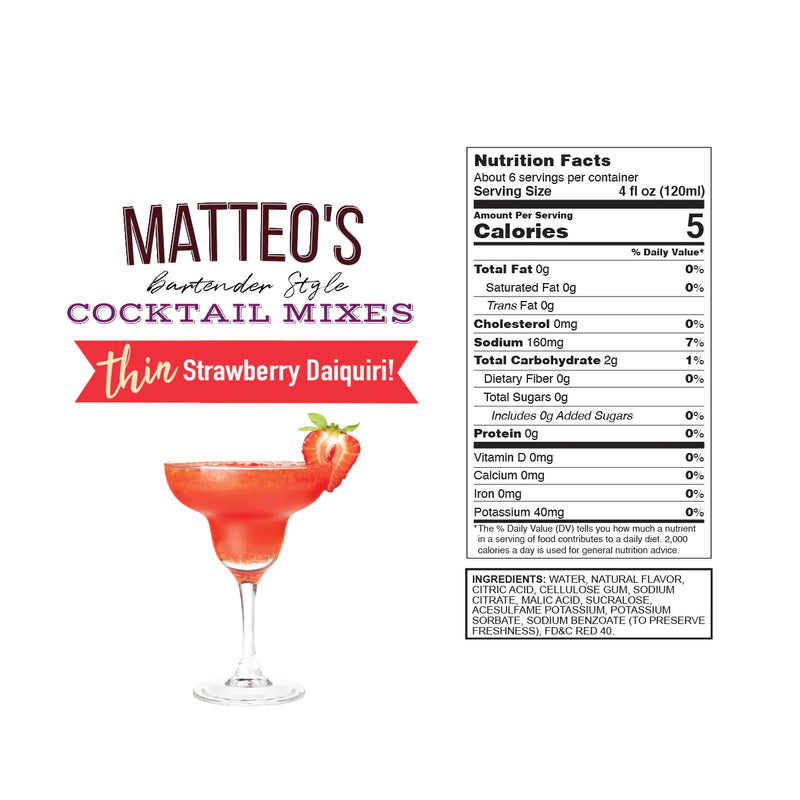 Matteo's Cocktail Syrup Sugar Free Strawberry Daiquiri / 750ml